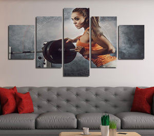  5 Panel Canvas Prints Girl in Fitness Gym Poster Picture-052 (1)