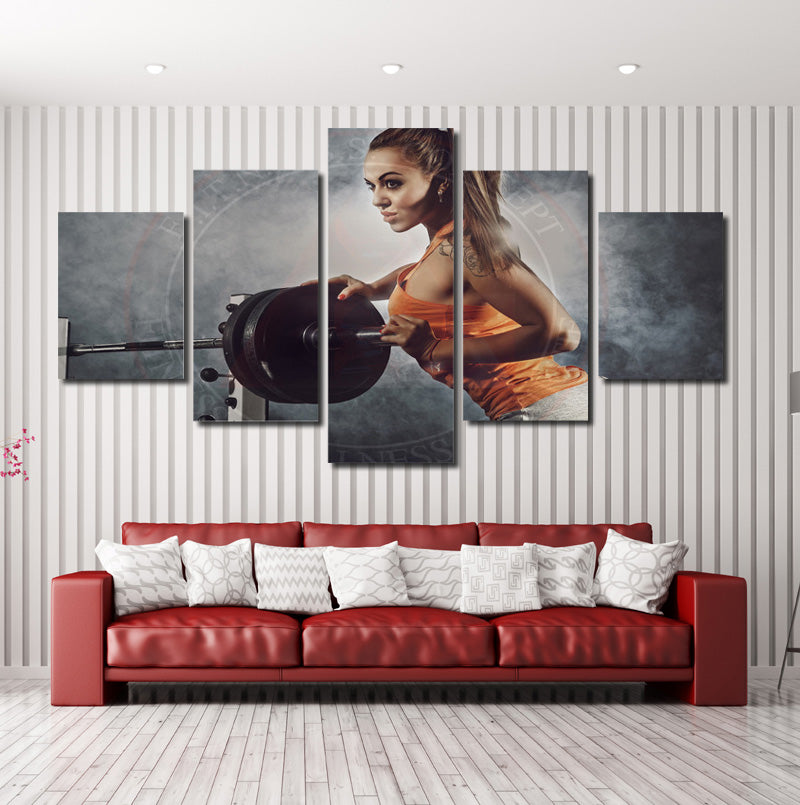  5 Panel Canvas Prints Girl in Fitness Gym Poster Picture-052 (4)