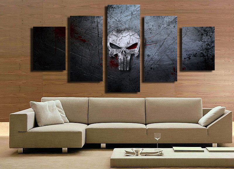 5 Panel Canvas Prints Painting Punisher Skull Canvas Art-056 (3)