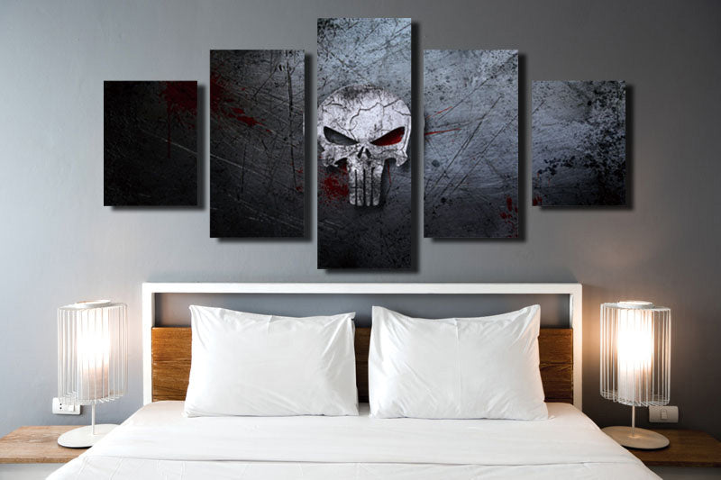 5 Panel Canvas Prints Painting Punisher Skull Canvas Art-056 (4)