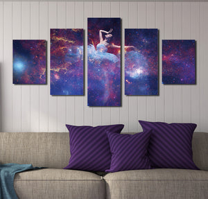  5 Panel Dancing Fairy in Starry Painting Print Canvas Art-051 (4)