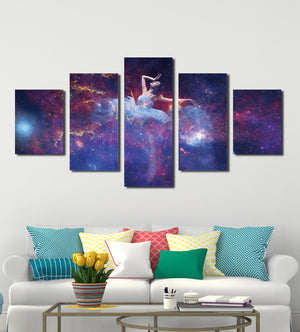  5 Panel Dancing Fairy in Starry Painting Print Canvas Art-051 (4)
