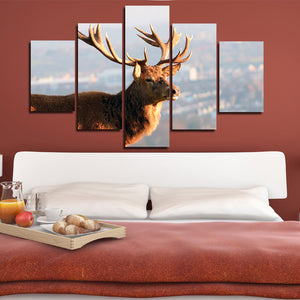 5 Panel Elk Canvas Prints Landscape Painting Picture Wall Art Poster-122 (1)