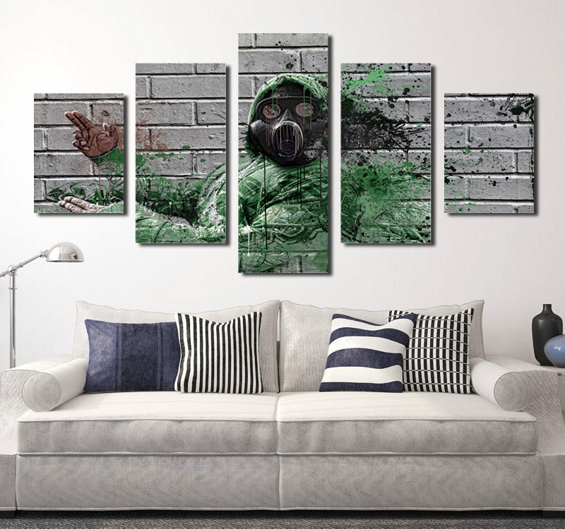 5 Panel Fireman Silhouette Poster Painting Canvas Prints-053 (1)