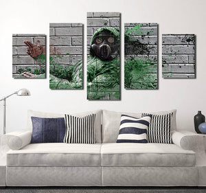 5 Panel Fireman Silhouette Poster Painting Canvas Prints-053 (1)
