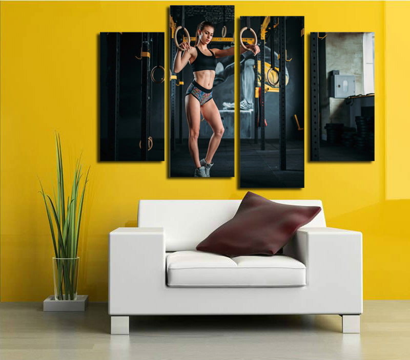 4 Panel Fitness Bodybuilding Gym Picture Print Canvas Wall Art-048 (1)