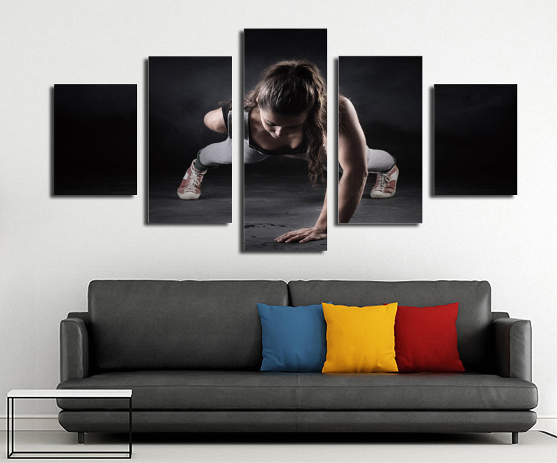 5 Panel Girl Fitness Workout Poster Print Canvas Modern Art-050 (1)