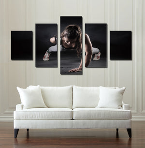 5 Panel Girl Fitness Workout Poster Print Canvas Modern Art-050 (2)
