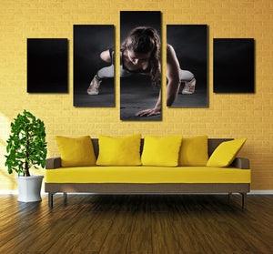 5 Panel Girl Fitness Workout Poster Print Canvas Modern Art-050 (3)