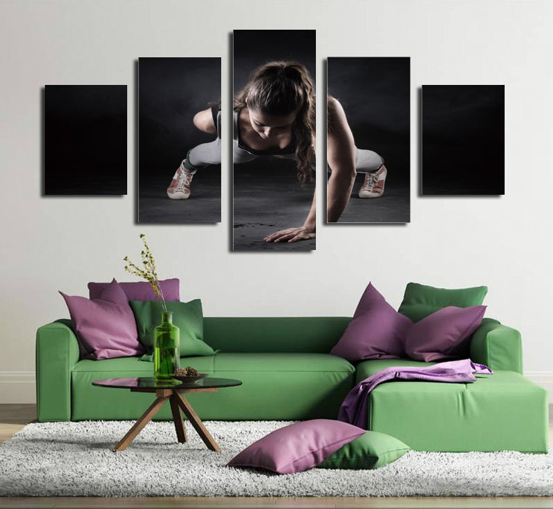 5 Panel Girl Fitness Workout Poster Print Canvas Modern Art-050 (4)