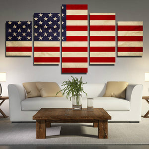 5 Panel HD Printed America Flag Canvas Painting Print Picture Wall Art-093 (2)