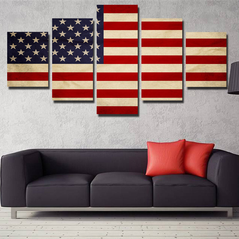 5 Panel HD Printed America Flag Canvas Painting Print Picture Wall Art-093 (3)