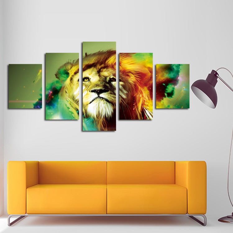5 Panel Lion Canvas Wall Prints Picture Painting-031 (2)