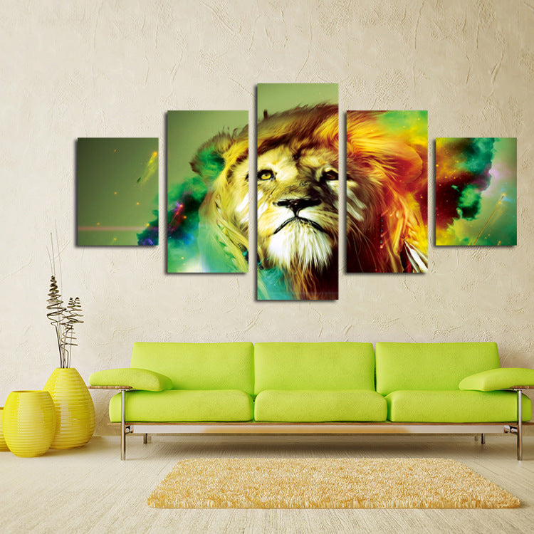 5 Panel Lion Canvas Wall Prints Picture Painting-031 (4)