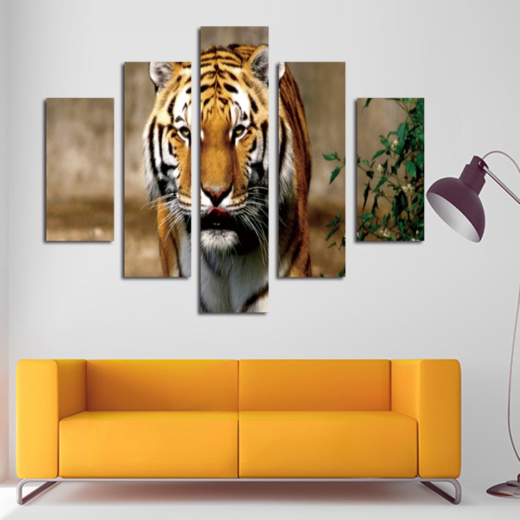 5 Panel Modern Prints Tiger Painting Canvas Wall Art -034 (1)