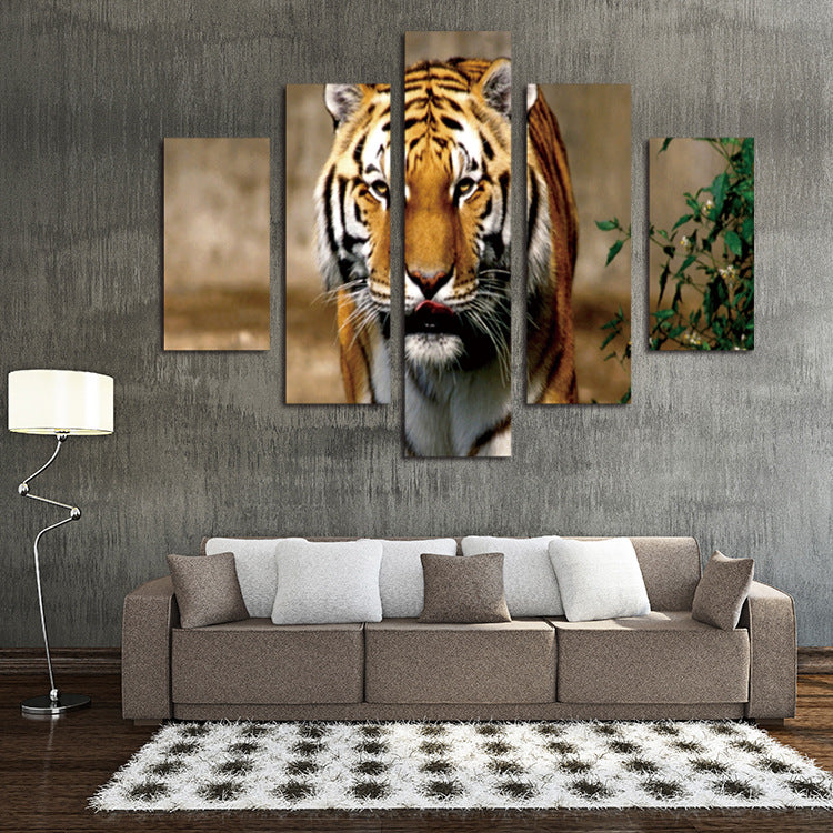 5 Panel Modern Prints Tiger Painting Canvas Wall Art -034 (3)