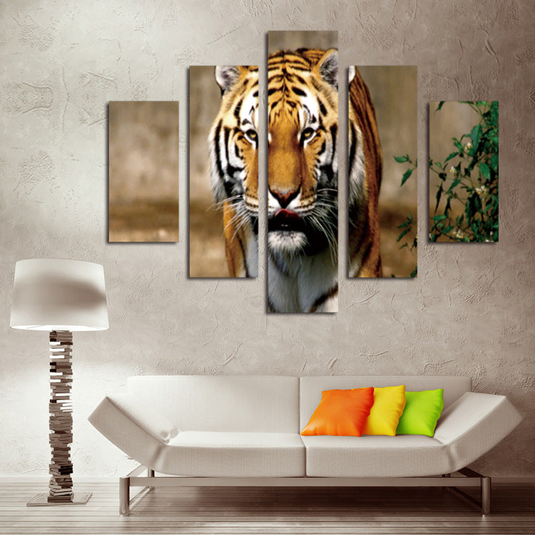 5 Panel Modern Prints Tiger Painting Canvas Wall Art -034 (4)