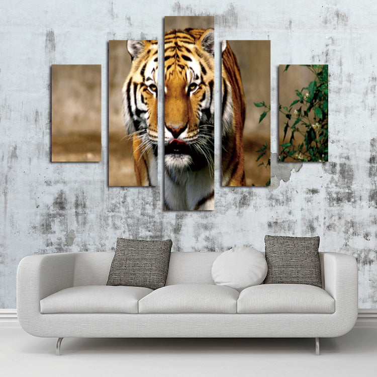 5 Panel Modern Prints Tiger Painting Canvas Wall Art -034 (5)
