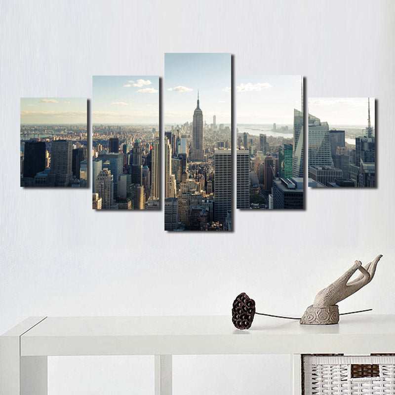 5 Panel New York Empire State Building Landscape Canvas Prints-077 (1)