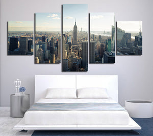 5 Panel New York Empire State Building Landscape Canvas Prints-077 (2)