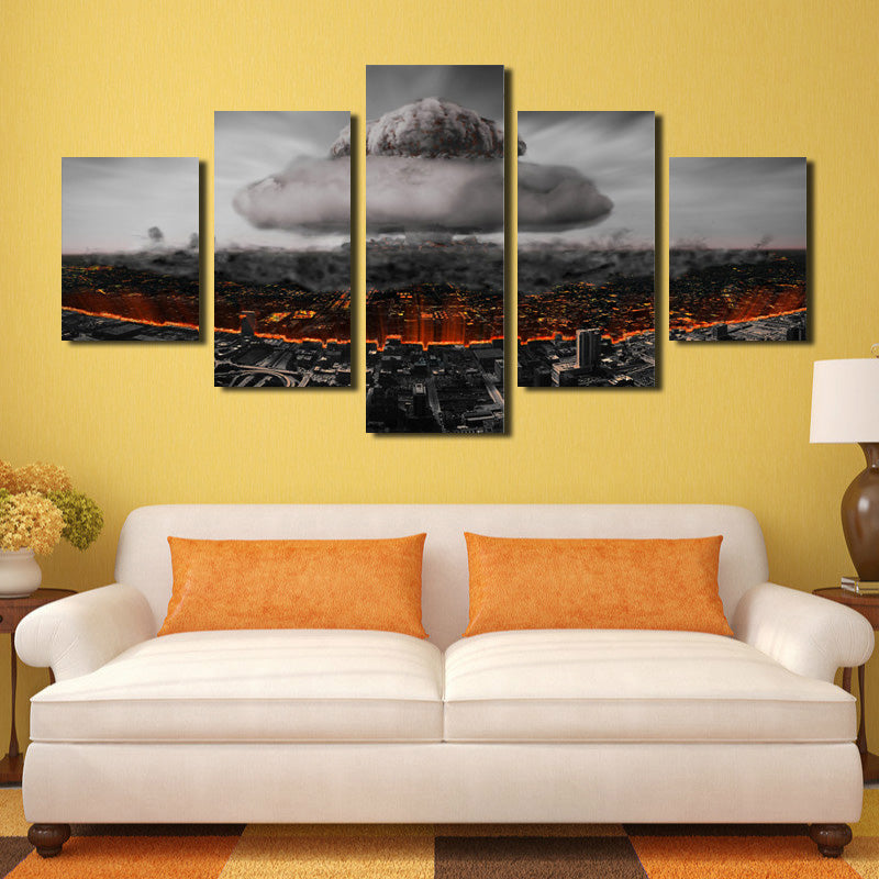 5 Panel Poster City Nuclear Explosion Print Picture-064 (3)