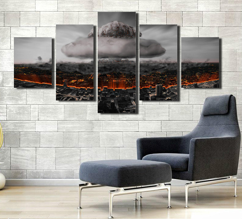 5 Panel Poster City Nuclear Explosion Print Picture-064 (4)