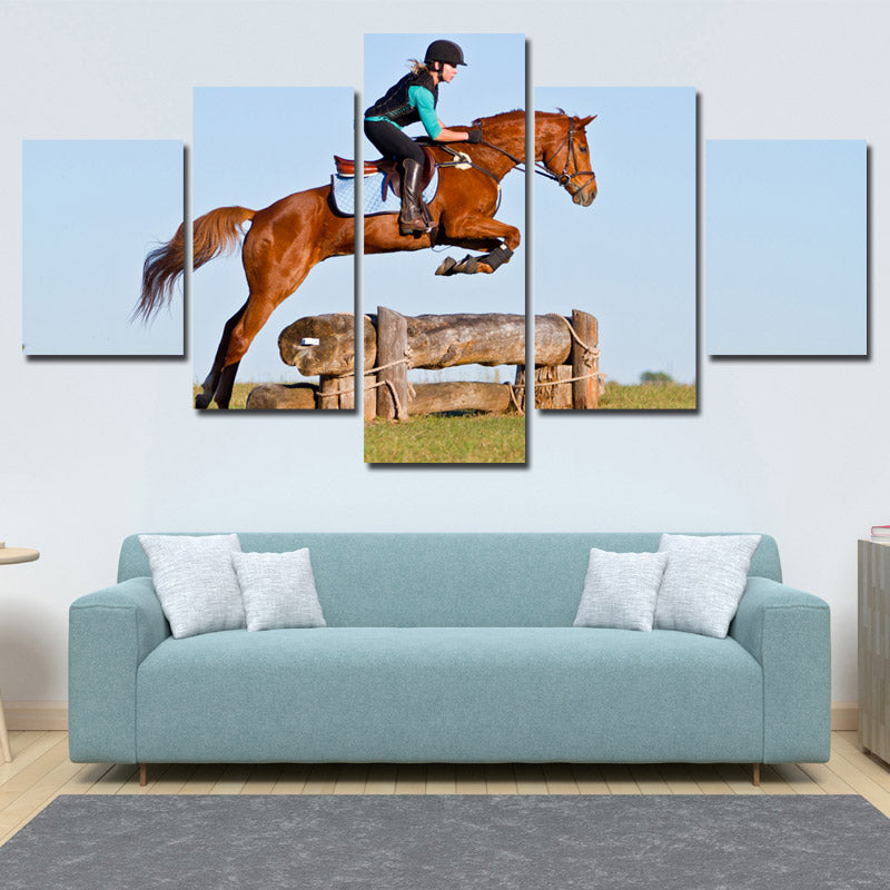 5 Panel Poster Horse Riding HD Canvas Print Painting Art Wall Decor-134 (1)