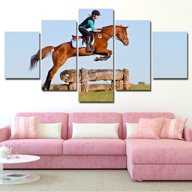 5 Panel Poster Horse Riding HD Canvas Print Painting Art Wall Decor-134 (2)