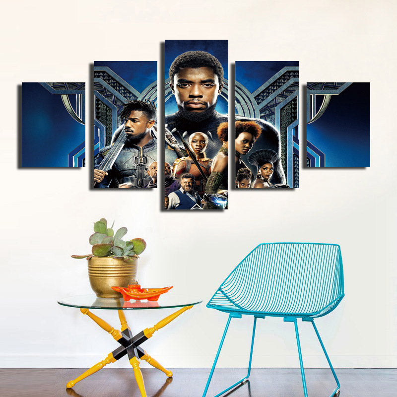 5 Panel Poster Print Picture Black Panther Canvas Wall Art Painting-060 (1)