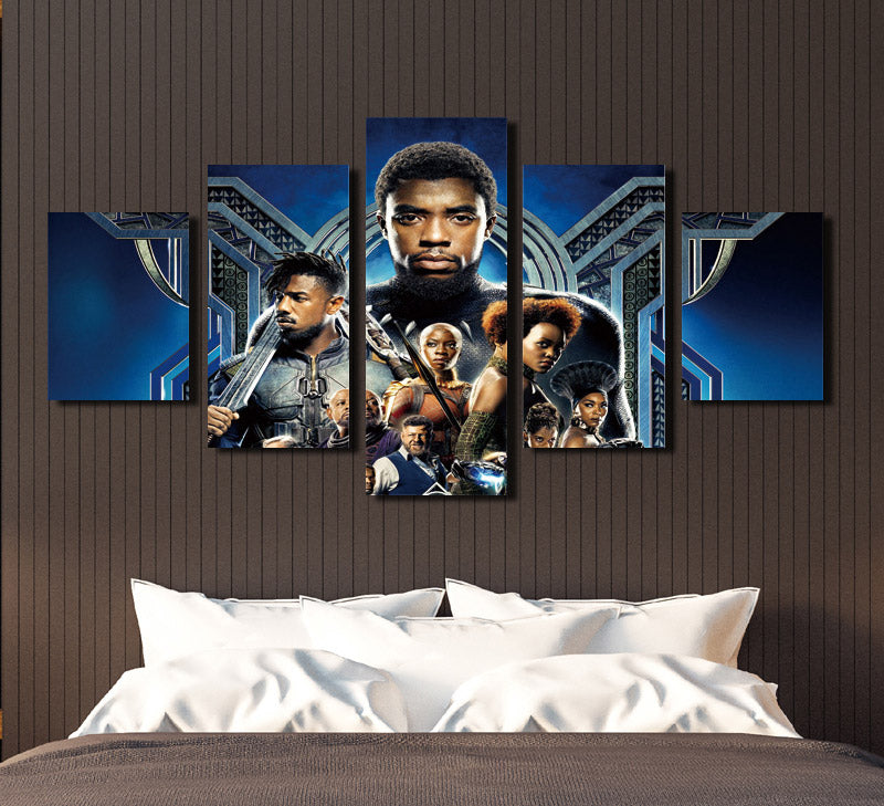 5 Panel Poster Print Picture Black Panther Canvas Wall Art Painting-060 (3)