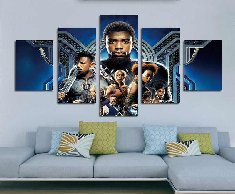 5 Panel Poster Print Picture Black Panther Canvas Wall Art Painting-060 (4)
