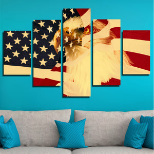 5 Panel Poster Print Retro American Flag Bald Eagle Canvas Wall Art-092 (1)