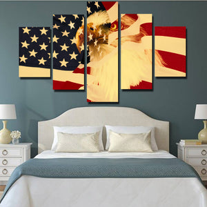 5 Panel Poster Print Retro American Flag Bald Eagle Canvas Wall Art-092 (2)