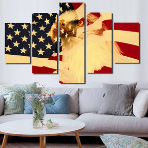 5 Panel Poster Print Retro American Flag Bald Eagle Canvas Wall Art-092 (3)