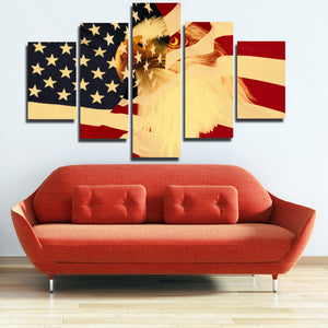 5 Panel Poster Print Retro American Flag Bald Eagle Canvas Wall Art-092 (4)