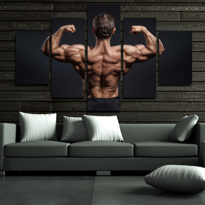 5 Panel Power Bodybuilder Fitness Motivational Art Canvas Prints Decor-095 (4)