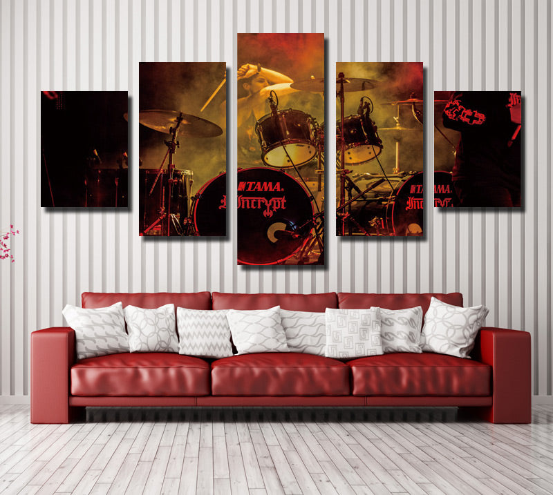  5 Panel Rock Music Jazz Drum Kit Canvas Prints- 075(1)