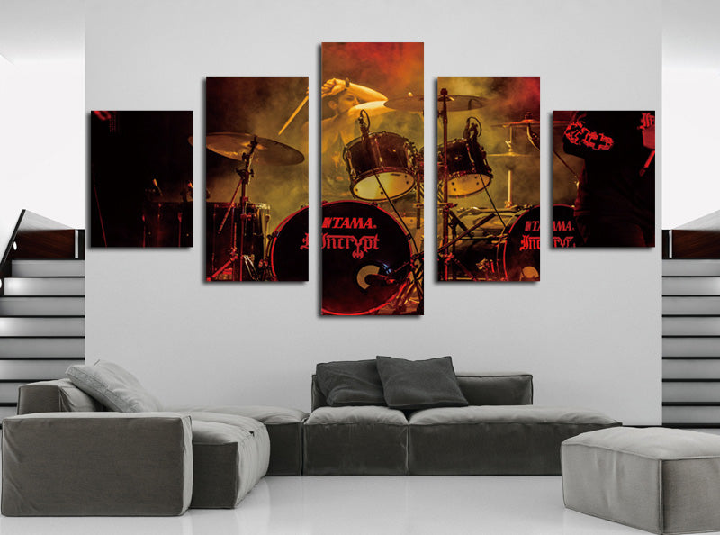  5 Panel Rock Music Jazz Drum Kit Canvas Prints- 075(2)