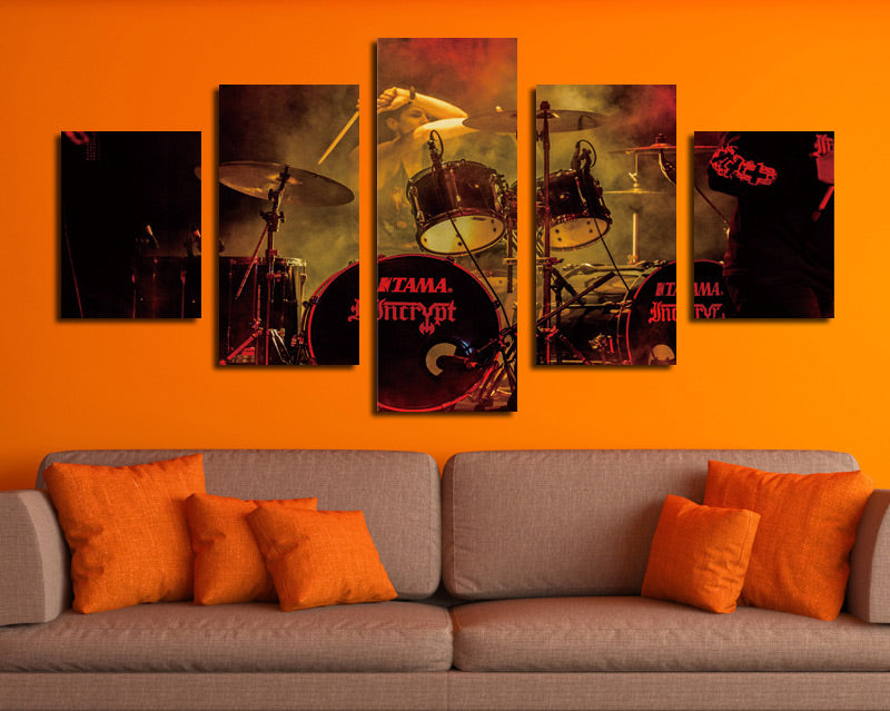  5 Panel Rock Music Jazz Drum Kit Canvas Prints- 075(3)