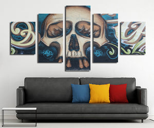 5 Panel Skull Skeleton Canvas Painting Prints-036 (2)