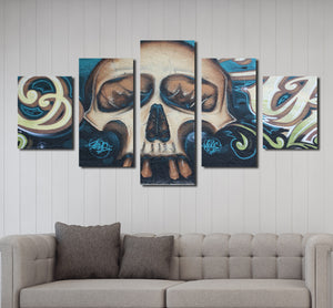 5 Panel Skull Skeleton Canvas Painting Prints-036 (3)