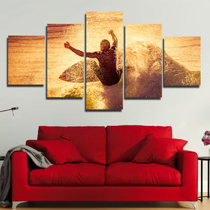 5 Panel Surfer Waves Canvas Print Painting Wall Art Poster Picture-108 (1)