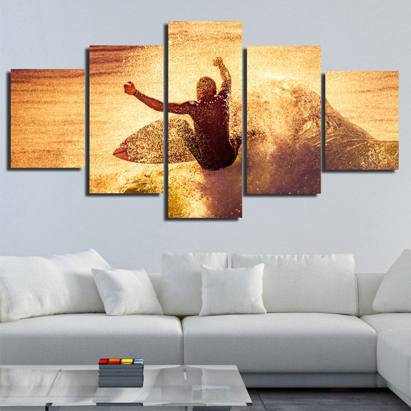 5 Panel Surfer Waves Canvas Print Painting Wall Art Poster Picture-108 (2)