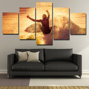 5 Panel Surfer Waves Canvas Print Painting Wall Art Poster Picture-108 (3)