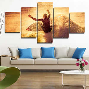 5 Panel Surfer Waves Canvas Print Painting Wall Art Poster Picture-108 (4)
