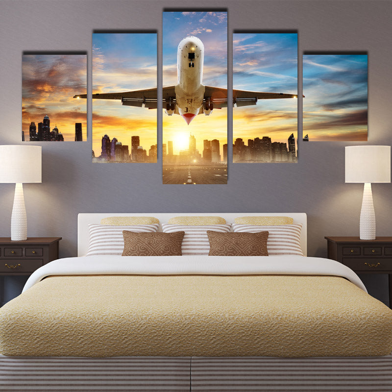 5 Piece Canvas Art Airplane take off Poster Painting Print-082 (4)