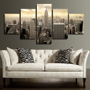 5 Piece Empire State Building Cityscape Canvas Poster Prints Picture Painting Art-088 (1)