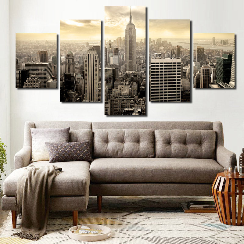 5 Piece Empire State Building Cityscape Canvas Poster Prints Picture Painting Art-088 (2)