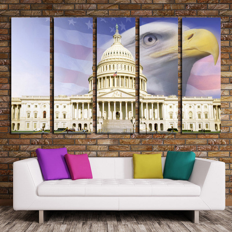 American Flag White House Bald Eagle Canvas Prints-076 (1)