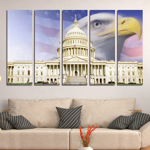 American Flag White House Bald Eagle Canvas Prints-076 (2)